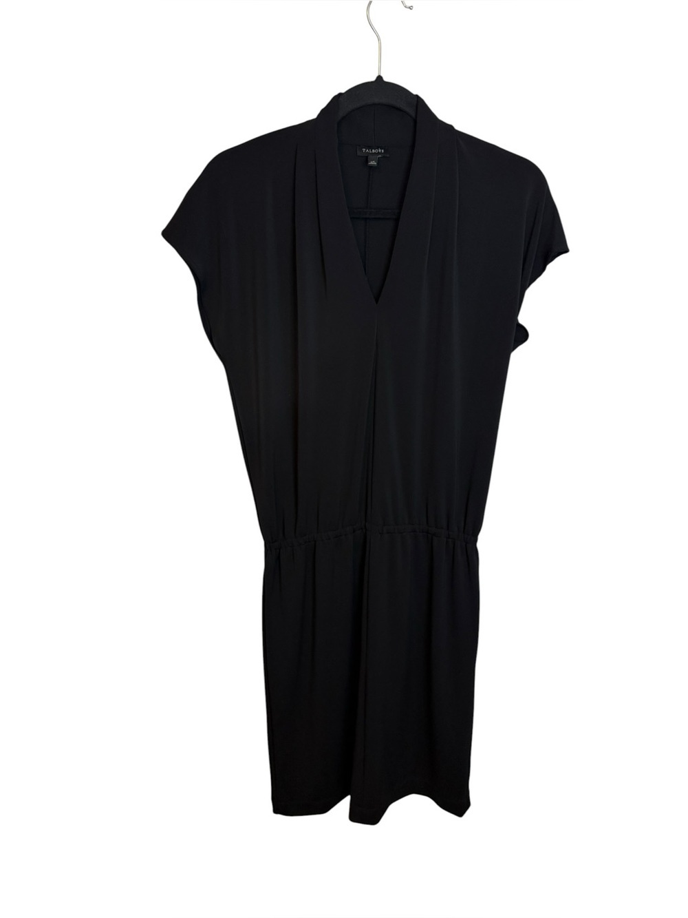 Talbots Black V-Neck Drop Waist Stretch Shift Dress